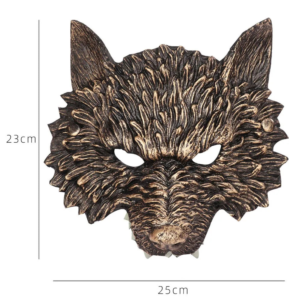 Animal Mask 3D Realistic Half Face Mask Halloween Carnival Masquerade Birthday Party Game Cosplay Costume Accessories Props