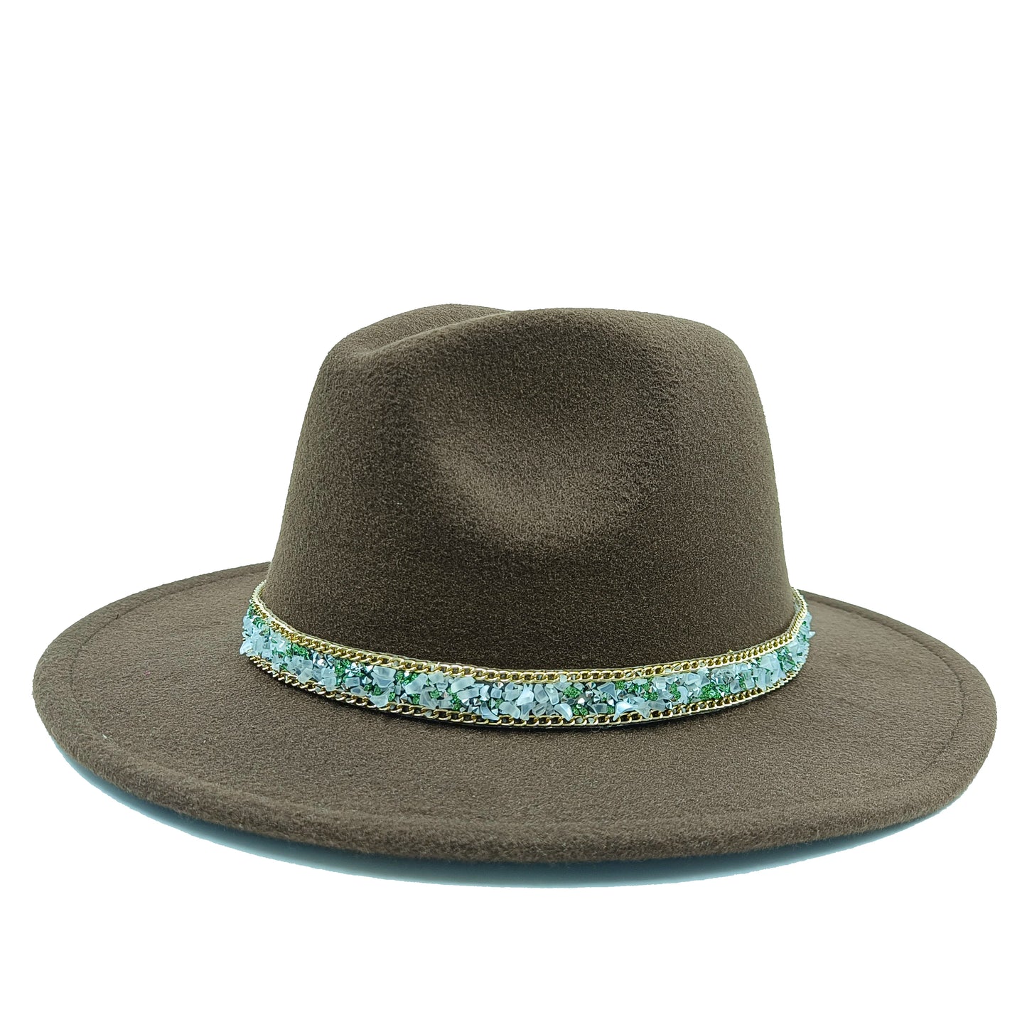 women fedoras golden chain fedora hat women men wide brim solid color jazz top hat autumn winter new Panama hat gentleman hat