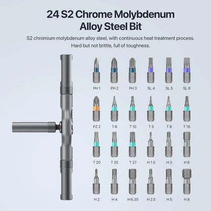 VMAN 24in1 Multifunction Ratchet Screwdriver Set Multi Magnetic Bits Mini Repair Tool Kit Household Tool For PC & Desk Etc.