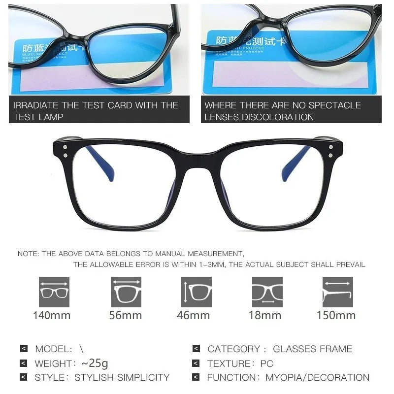 Square Fashion Glasses Women Blue Light Blocking Glasses Men TR90 Anti Blue Light Gaming Optical Computer Eyeglasses Frames