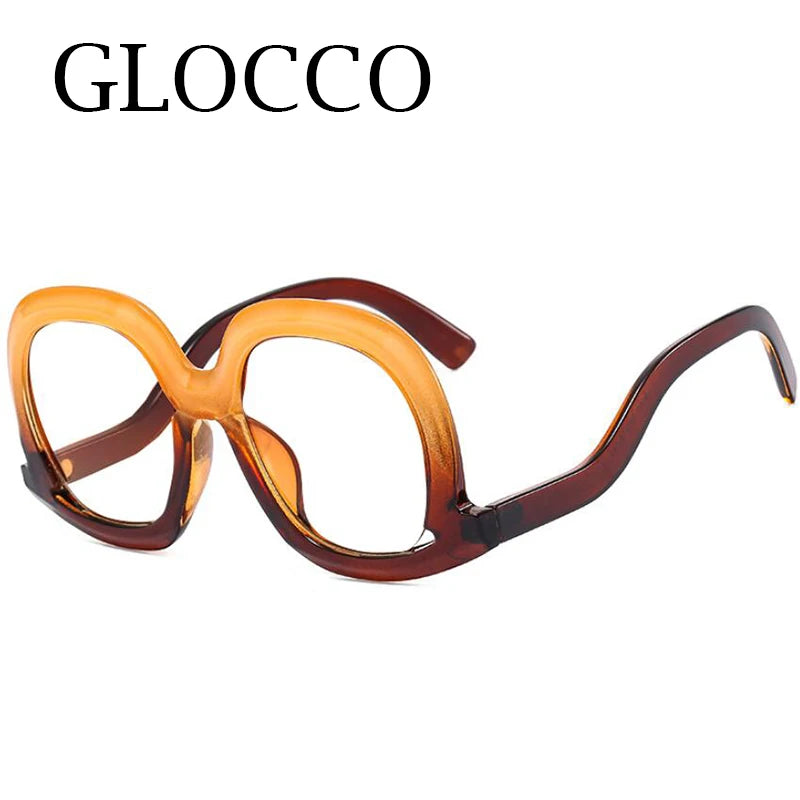 Fashion Unique Oval Blue Light Blocking Glasses Frame Women Large Colorful Gradient Eyeglasses Luxury Designer Reading Glasses