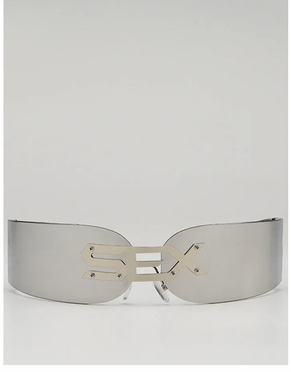 Cyberpunk Futuristic Rectangular Sunglasses Fashion Frameless Rimless Sun Glasses Letter Decoration Gafas De Sol Para Hombre