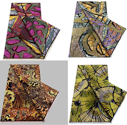 100%Certified Grand Super African Wax Nigerian GlitterGlam Gold Embellished Ankara Wax Printed Fabric Real Original For Sewing