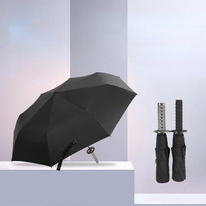 Folding Ninja Sword Umbrella Windproof UV Block Parasol Demon Slayer Real Japanese Katana Samurai Sabre Umbrella Black Parasol