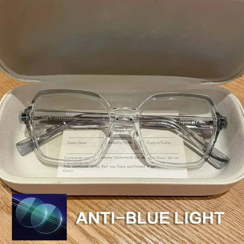 EYORA Fashion Polygon Prescription Reading Glasses Women Myopia Eyewear Hyperopia Anti Blue Light Progressive Optical Eyeglasses