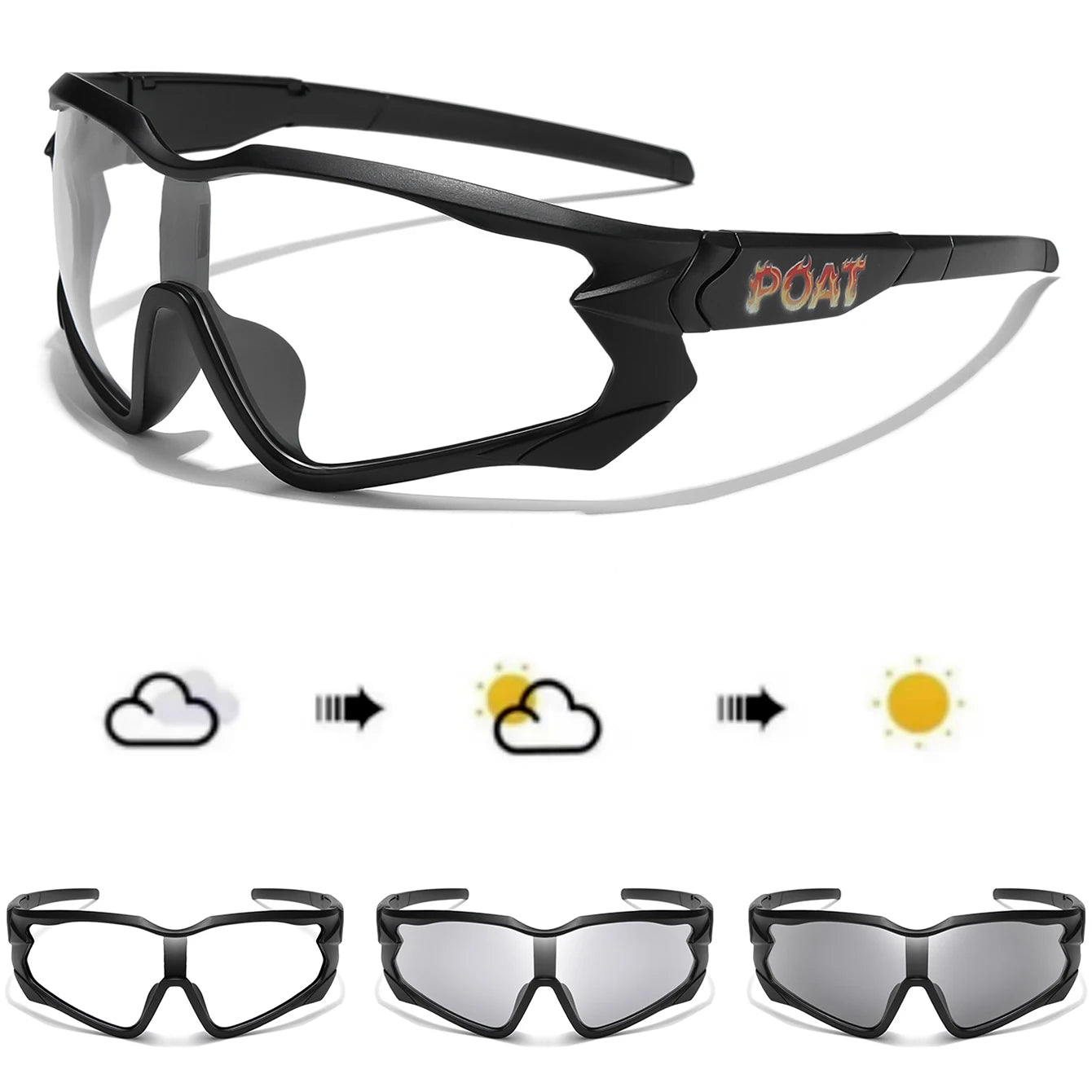 POAT Brand Photochromic Eyewear for Men Women MTB Bike Bicycle Cycling Fishing Running Glasses New Style Sunglasses Sports