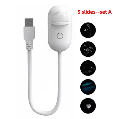 30 Projection Slides 2-in-1 Mini USB Galaxy Star Projector Night Light – Starry Sky Ambient Lamp for Bedroom Sleep & Decoration