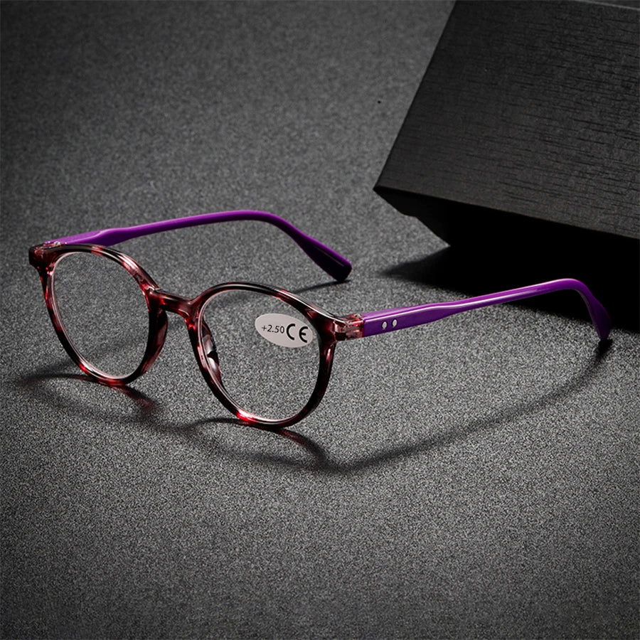 1-piece purple unisex stylish retro reading glasses, suitable for computer reading and places where magnification is needed