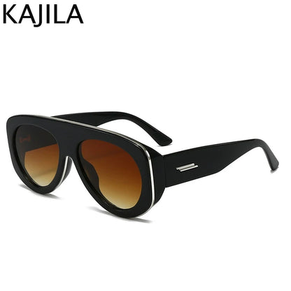 Oversized Oval Pilot Shield Sunglasses Women Big 2025 Luxury Brand Retro Y2K Punk Mirror Sun Glasses For Ladies Shades UV400