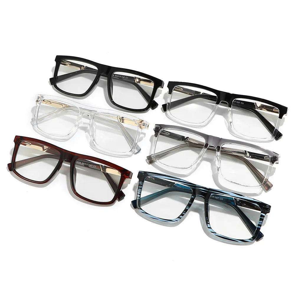 Men Vintage Anti Blue Light Reading Glasses Classic Brand Double Bridge Square Eyeglasses Business Office Presbyopia Glasses +