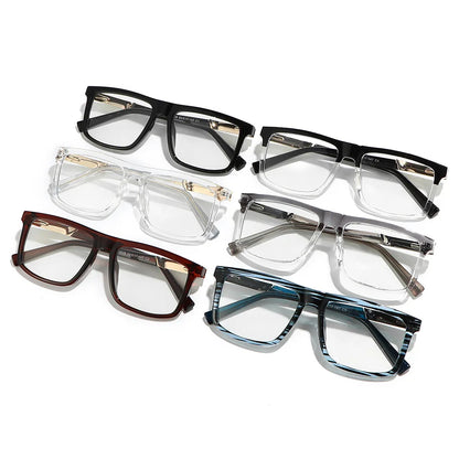 Men Vintage Anti Blue Light Reading Glasses Classic Brand Double Bridge Square Eyeglasses Business Office Presbyopia Glasses +