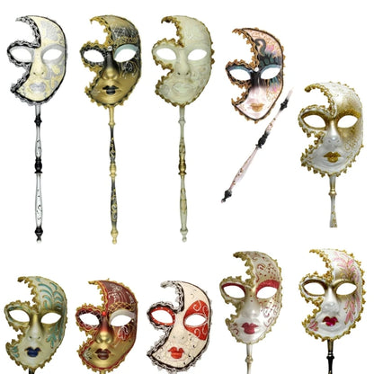 Mardi Gras Mask Masquerade Mask with Holding Venetians Mask Carnivals Mask Halloween Costume Mask for Party