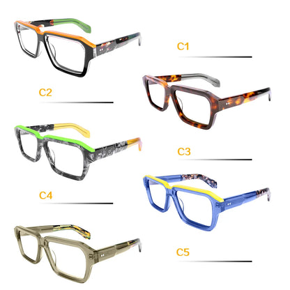 Luxury Acetate Eyeglass Frames Thick Wide Top Dual Tone Large Size Clear Lenses for Men and Women Prescription