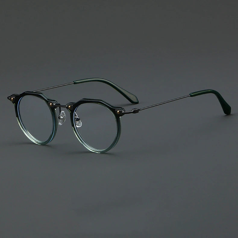 57028 Vintage Acetate Optical Spectacle Frames Women Fashion Round Metal Eyeglass Frame Men Trend Transparent Eyewear