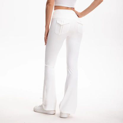 Women's High Waisted Flared Yoga Pants with Pockets Tummy Control Bootcut Leggings for Gym Fitness Casual Wear
