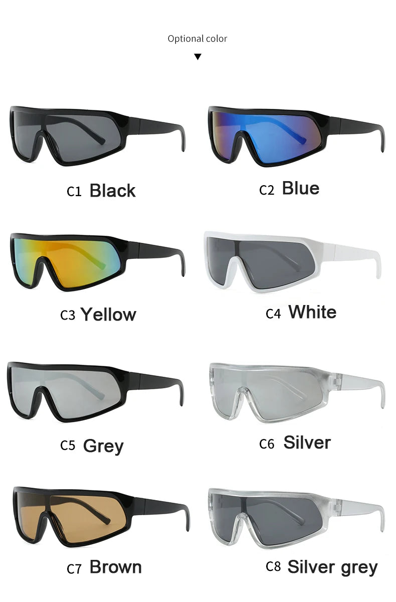 Cycling 2pcs Fashion New Sports Sunglasses Women Punk Style Outdoor Eyeglasses One Piece Personalized Square Glasses Unisex