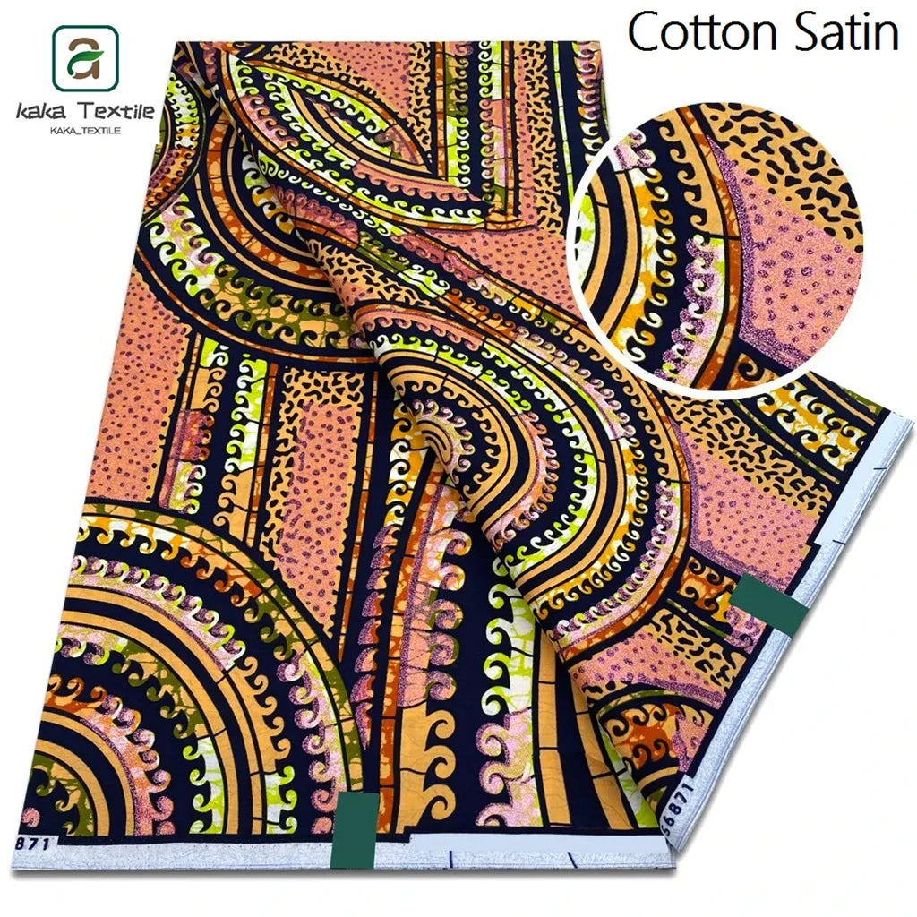 Soft Golden Glitter Grand Wax Fabric Cotton Ankara Golden Wax Flash Gold Print Batik Super Quality African Wax Fabric 6yards
