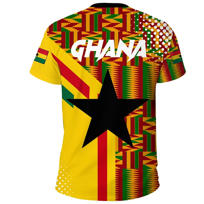 African Ghana T-shirt Fashion 3D Printed Coat Of Arms T Shirts For Men Casual Round Neck Tees Summer Sports Tops Short Sleeves