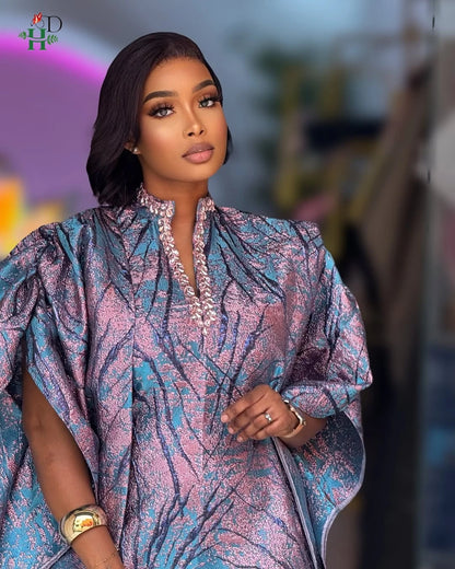 2025 New African Clothes For Women Kaftan Dress Fashion Party Dress Vintage Summer Gown Casual Vestidos Muslim Robe BouBou