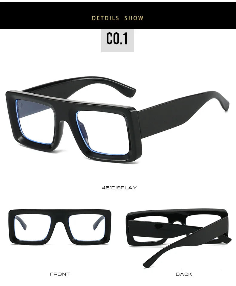 Anti Blue Light Square Thick Frames Reading Glasses Men Women Finished Presbyopic Eyewear Clear Len Prescription Optical Glasses