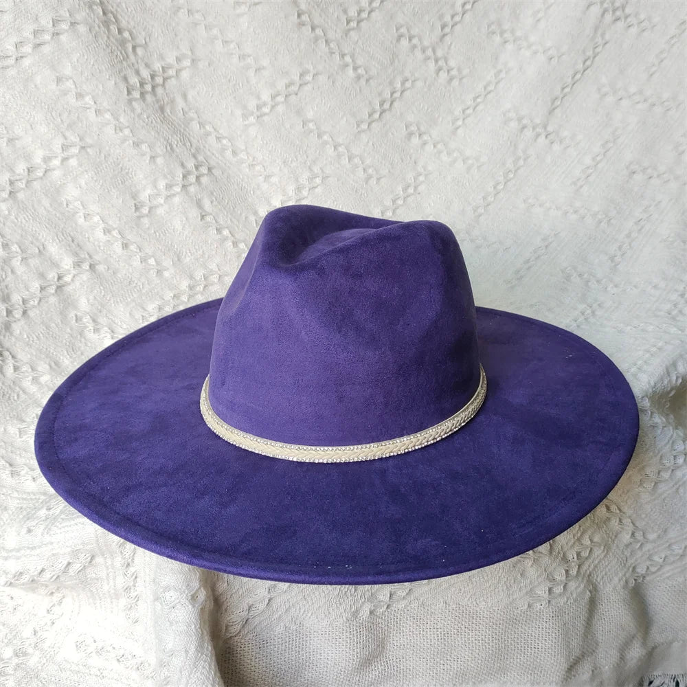 Colorful Suede Wide Brim Felt Fedoras Women's Hat Men's Church Jazz Hat Denim Hat Panama шляпа женская летняя 2024