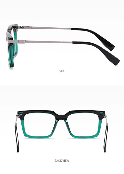TR90 Men's Square Glasses Metal Frame Anti Blue Light Oversized Reading Glasses New Double Colors Women's Presbyopic Glasses