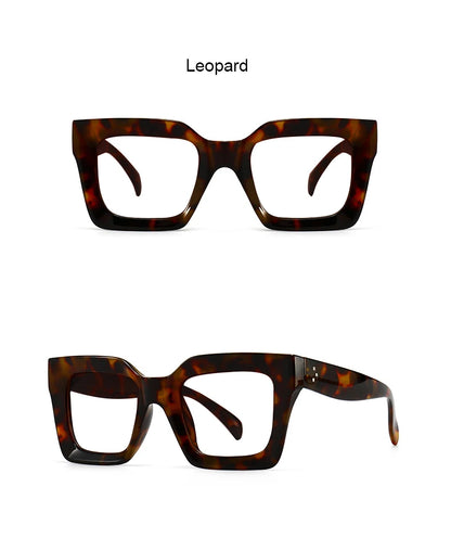 Vintage Oversized Square Anti Blue Light Reading Glasses Women Men Trending Optical Eyewear Finished Hyperopia Eyeglasses +2 +5