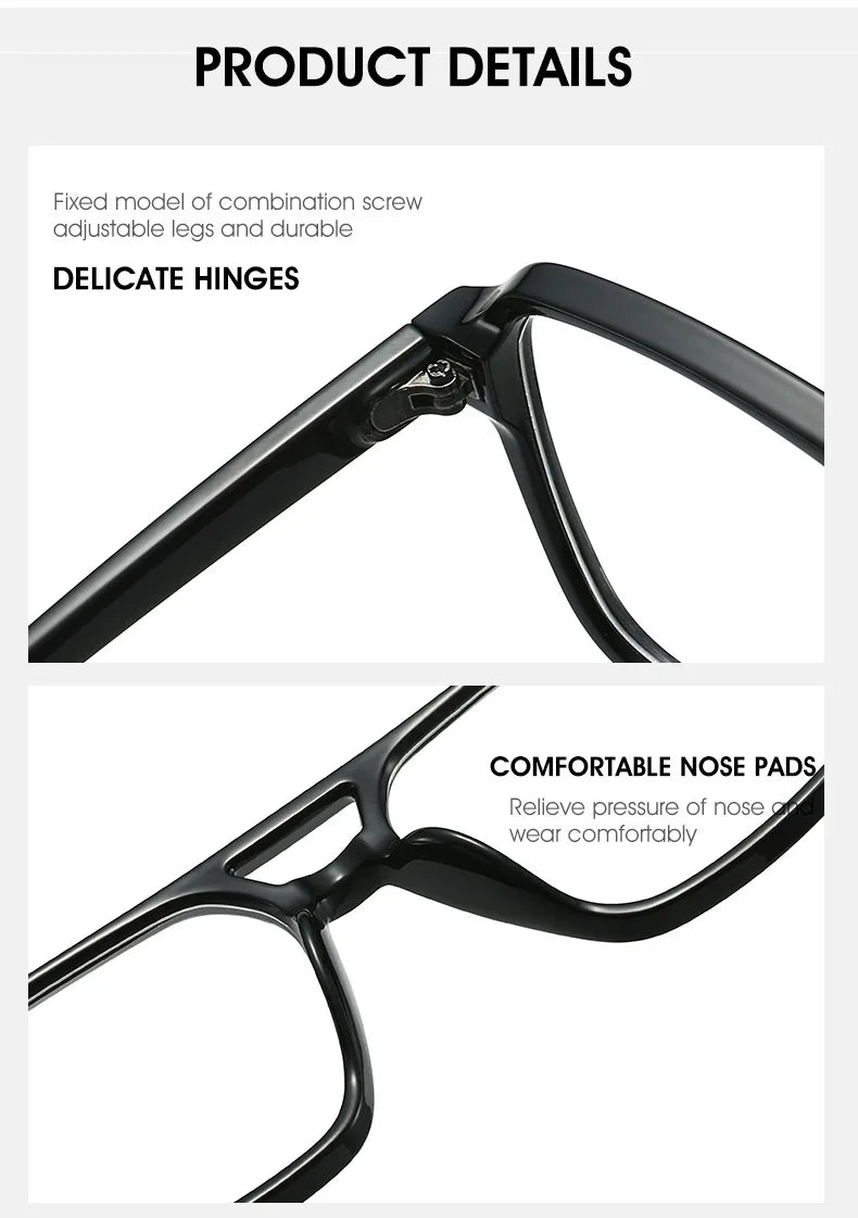 Luxury Brand Designer Reading Glasses Women 2025 Retro Double Bridge Square Eyeglass Fashion Man Optical Prescription Eyewear