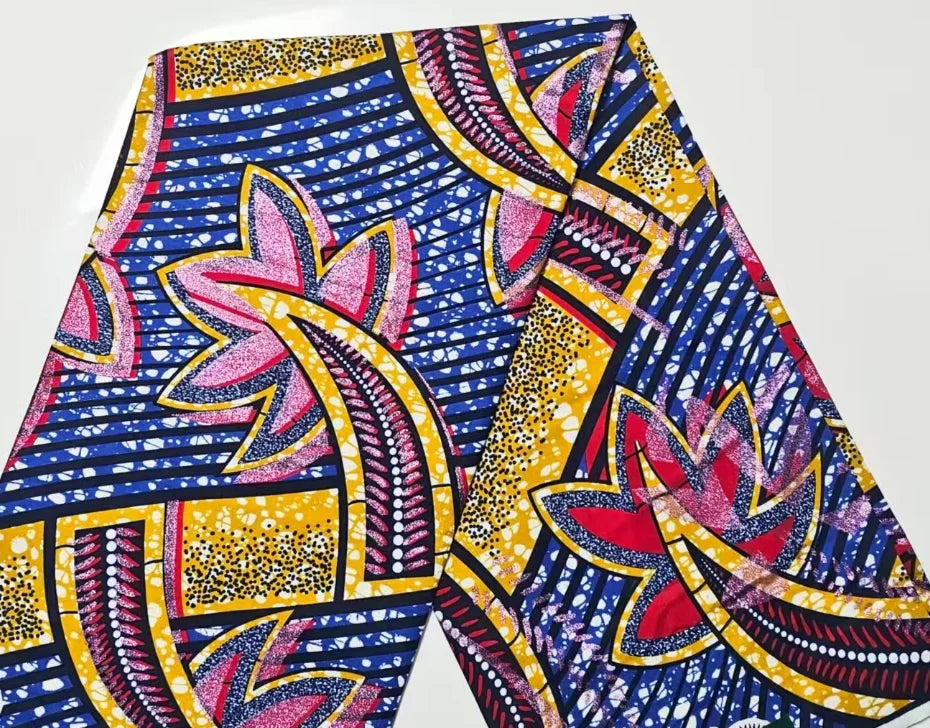 Latest African Grand Golden Wax Fabric Super Good Quality Women Pagne Flash Cotton Prints Batik Ankara Glitter Tissus 6yards