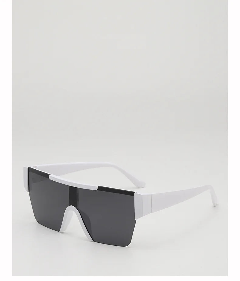 Retro Big Square Frame Women Men Sunglasses Fashion One Piece Black Silver Lens Shades UV400 Trending Sun Glasses Eyewear 2026