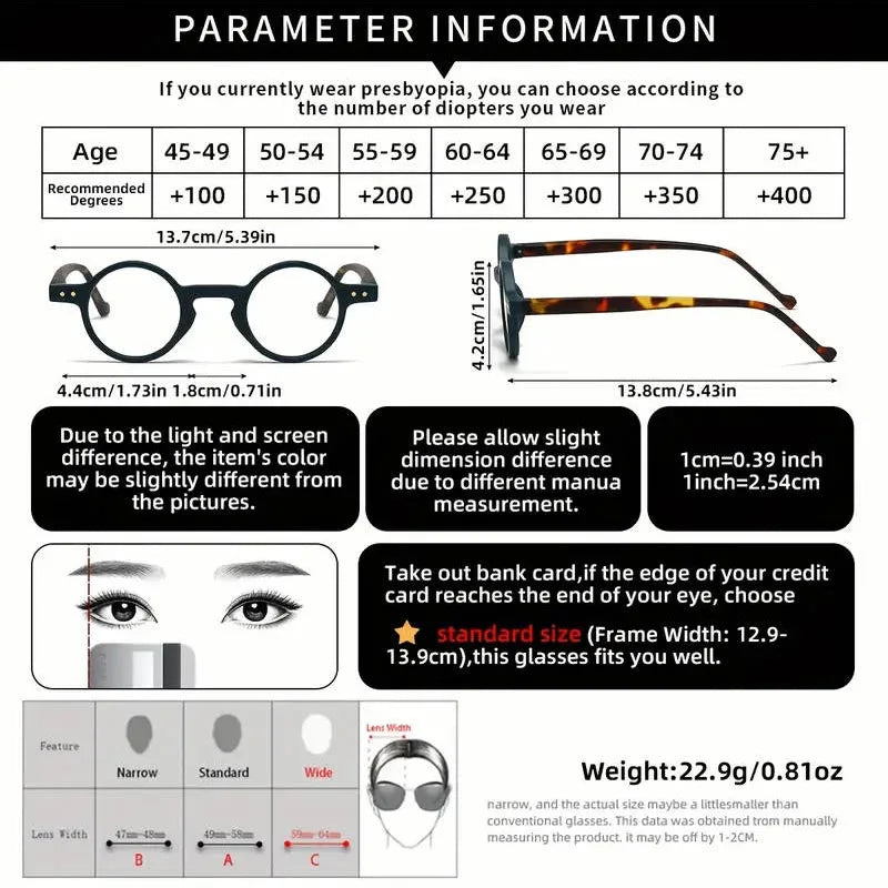 UVLAIK Fashion Reading Glasses Men Women Ultralight Small Round Spectacles Frame High Definition Presbyopic Eyeglasses