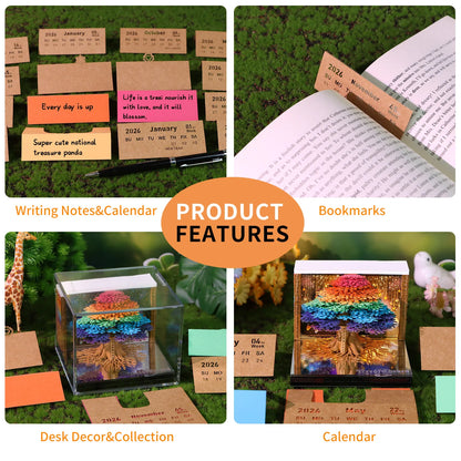 2026 3D Calendar Memo Pad Led Time Piece Calendar Tree of Chakra Desk Calendar Paper Carving Sticky Calendar For Christmas Gifts