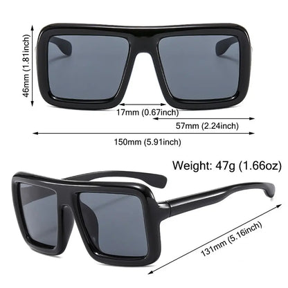 Big Oversized Square Sunglasses Punk UV400 Protection Thick Frame Sun Glasses Lady Shades for Women & Men