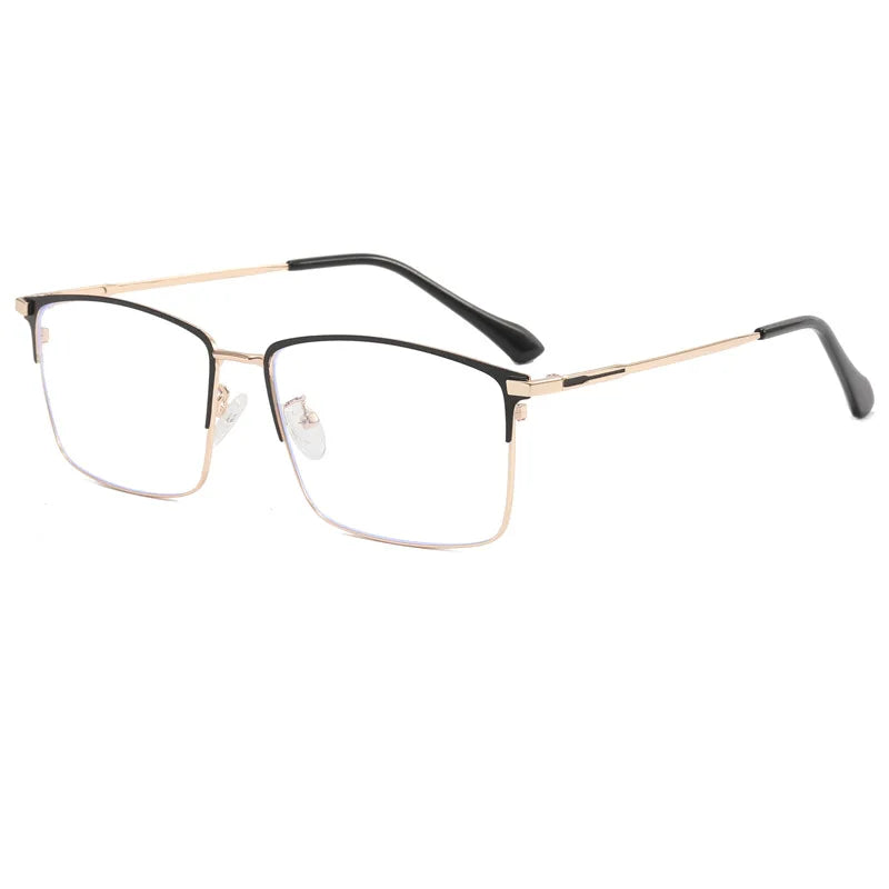 157mm Titanium Alloy Anti Blue Light Square Reading Glasses Men Business Big Presbyopic Glasses Clear Lens Prescription Eyewear