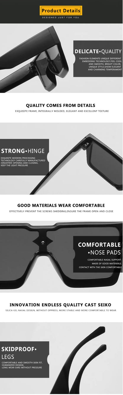 Retro Millionaire Sunglasses for Women Men Vintage Fashion Flat Top Thick Frame Square Sun Glasses Punk Rock Hip Hop Style