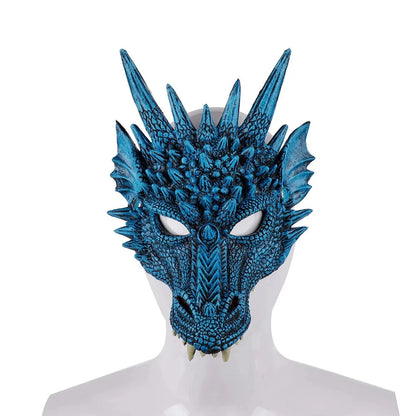 Halloween Horror Dragon Mask Mardi Gras Carnival Party PU Foam 3D Dragon Mask Masquerade Cosplay Props Clothing Accessories