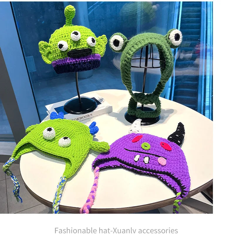 Unisex Balaclava Fashion Cosplay Carnival Party Winter Warm Cap Adult Children Autumn Winter Funny Cartoon Monster Knitted Hat