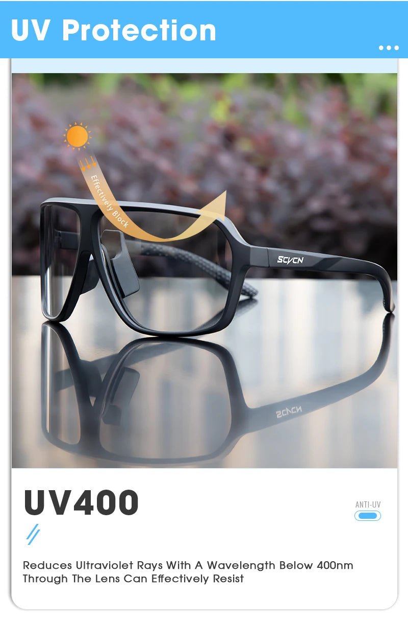 New UV400 Photochromic Cycling Sunglasses for Men MTB Road Bicycle Glasses Outdoor Sports Women Running Eyewear Bike Goggles