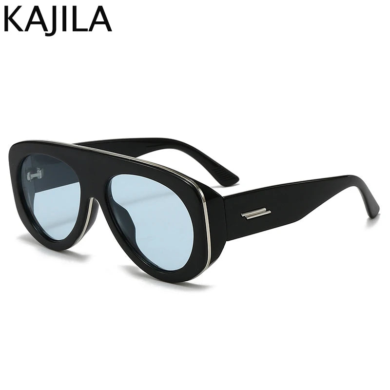 Oversized Oval Pilot Shield Sunglasses Women Big 2025 Luxury Brand Retro Y2K Punk Mirror Sun Glasses For Ladies Shades UV400