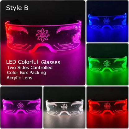 Christmas party glasses LED Light up cyberpunk Glasses glowing cool Goggles for man women Futuristic cosplay bar party props