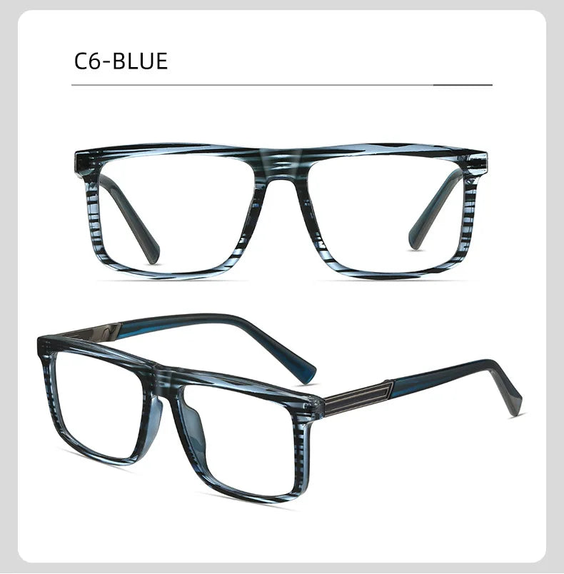 Men Vintage Anti Blue Light Reading Glasses Classic Brand Double Bridge Square Eyeglasses Business Office Presbyopia Glasses +