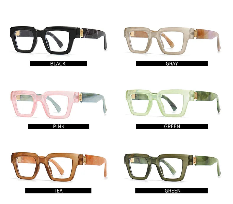 New Green Oversized Square Reading Glasses Men Women Personality Optical Eyeglasses Anti Blue Light Computer Presbyopic Glasses