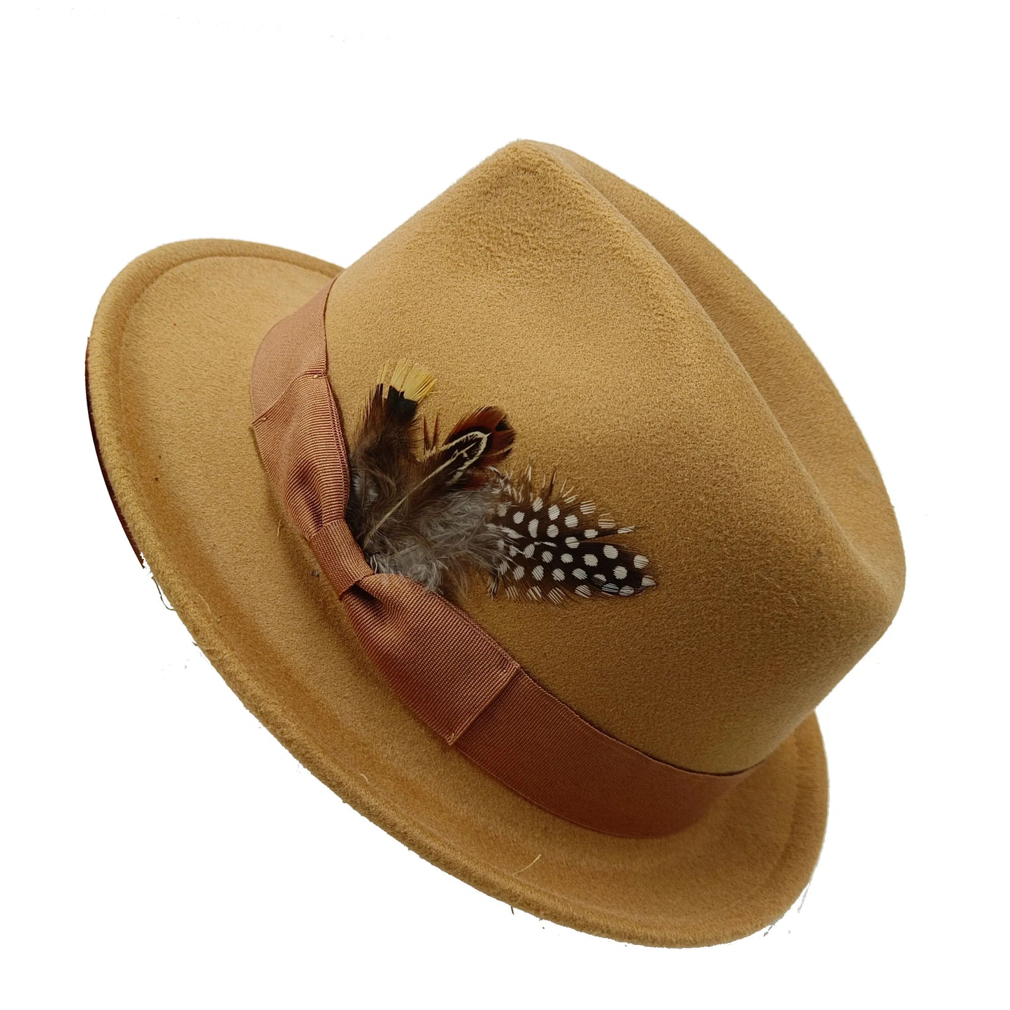 Women's Men's Fedora Hat Winter and Autumn Elegant Women's Gangster Trilby Felt Hamburg Church Jazz Hat 55-58CM Adjustable