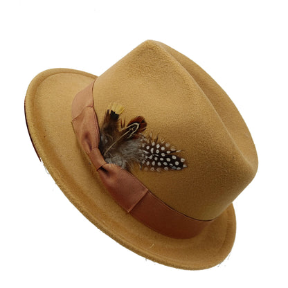 Women's Men's Fedora Hat Winter and Autumn Elegant Women's Gangster Trilby Felt Hamburg Church Jazz Hat 55-58CM Adjustable