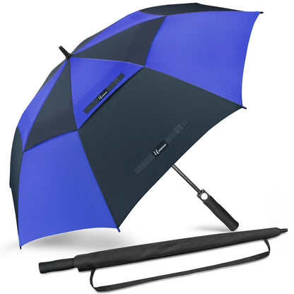 Golf Umbrella Extra Large Oversize Double Canopy Vented Windproof Waterproof Umbrella  62 Inch Automatic Open Golf Umbrella