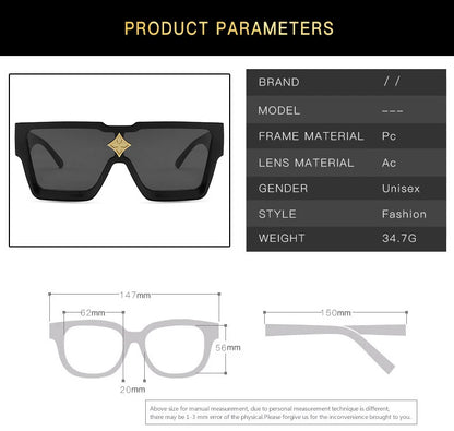 Retro Millionaire Sunglasses for Women Men Vintage Fashion Flat Top Thick Frame Square Sun Glasses Punk Rock Hip Hop Style
