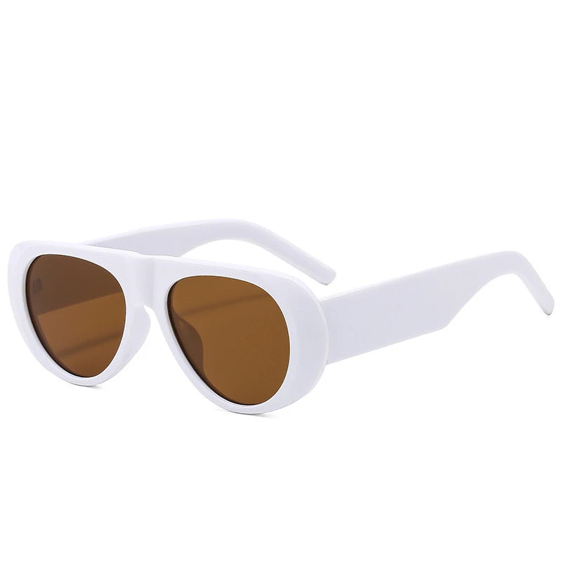 Vintage Big Frame Ellipse Women Square Sunglasses Brand Black Round Cool Men Sunglasses One Piece Designer Pilot Sun Glasses