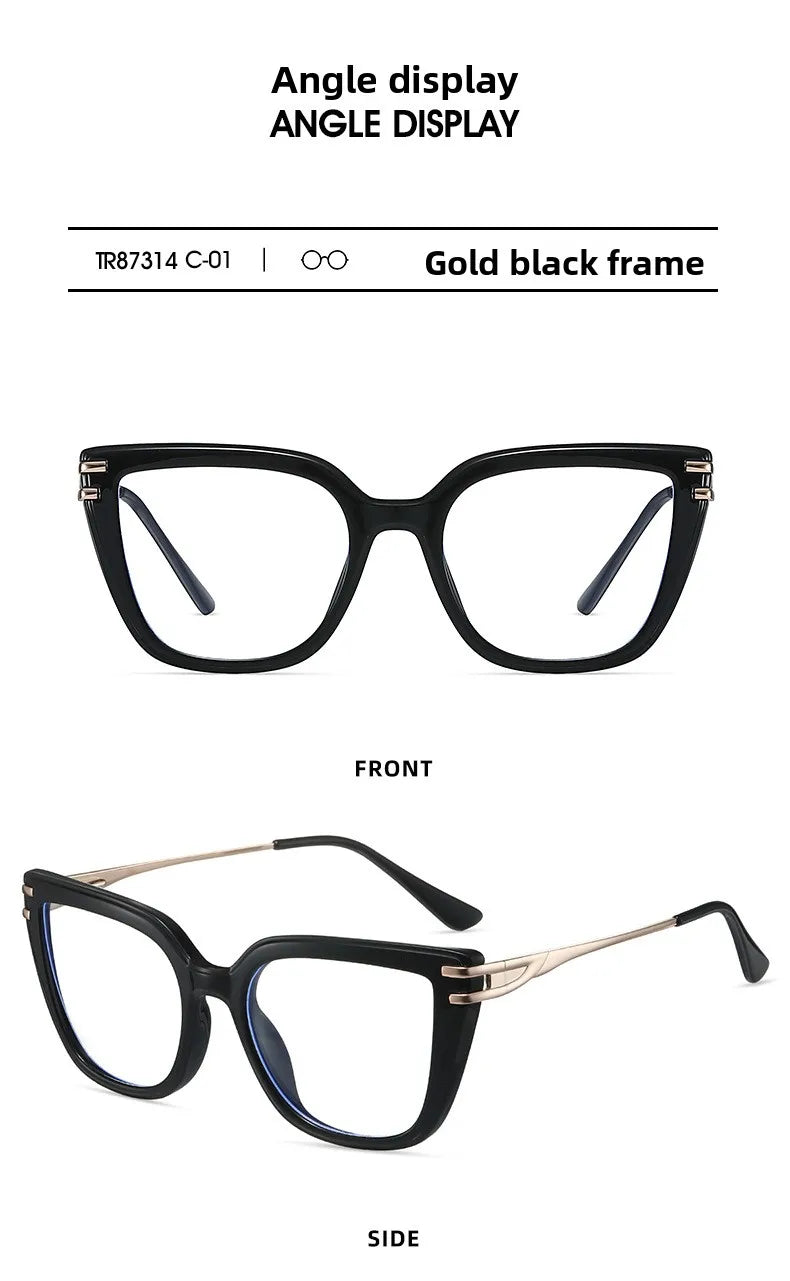 EYORA Currents Square Women Anti-Reflective Reading Glasses Anti Blue Light Myopia Eyewear Photochromic Prescription Eyewear