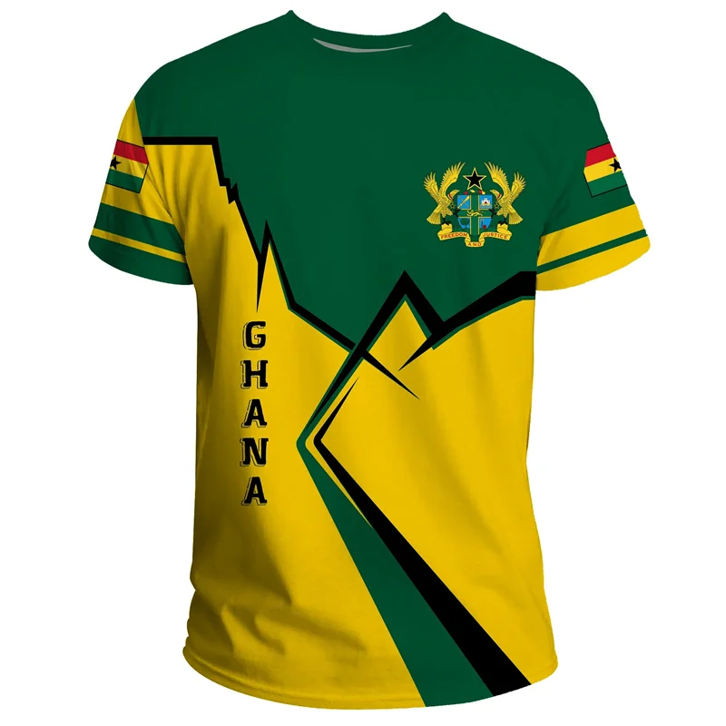 African Ghana T-shirt Fashion 3D Printed Coat Of Arms T Shirts For Men Casual Round Neck Tees Summer Sports Tops Short Sleeves