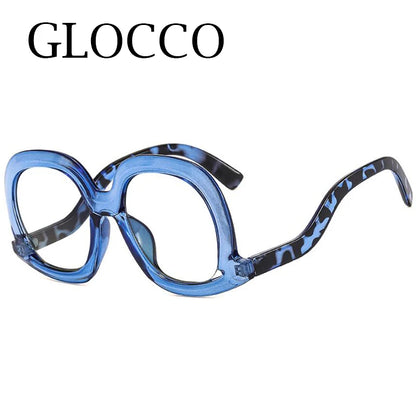 Fashion Unique Oval Blue Light Blocking Glasses Frame Women Large Colorful Gradient Eyeglasses Luxury Designer Reading Glasses